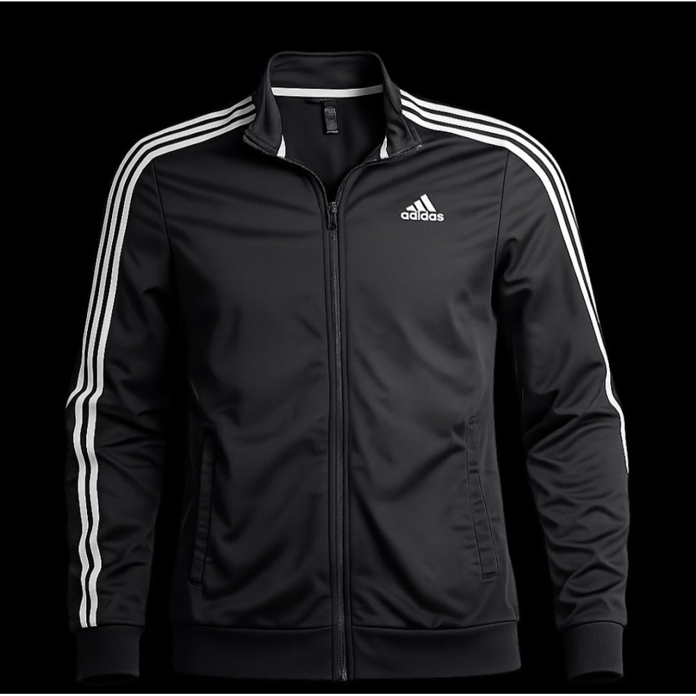 Adidas Mens Essentials 3-Stripes Track Jacket Black White Y2K XL 1191